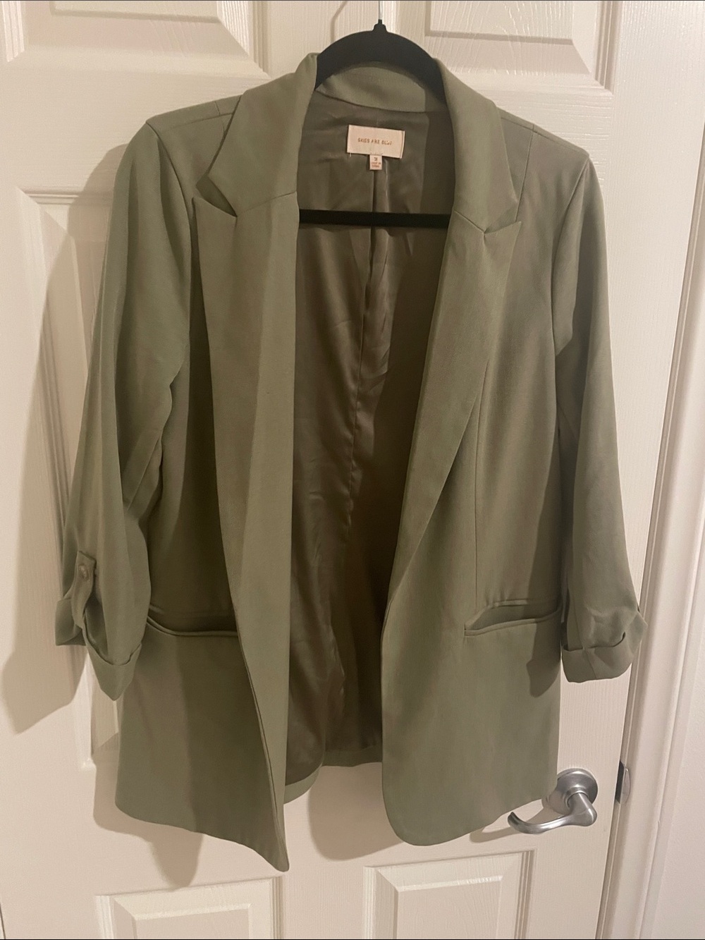 Olive Green Open-Front Blazer